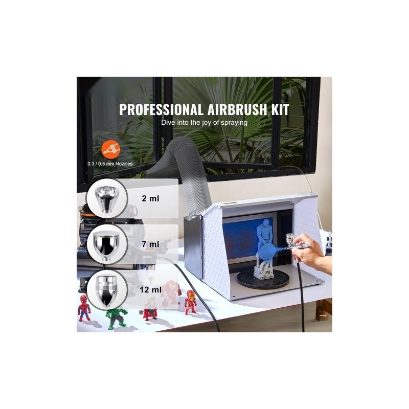 Kynäruisku kaksoistoiminen painovoimasyöttöinen 0,3/0,5 mm kuparikupit 2/7/12 ml elintarvikekäyttöön