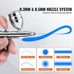 Kynäruisku kaksoistoiminen painovoimasyöttöinen 0,3/0,5 mm kuparikupit 2/7/12 ml elintarvikekäyttöön