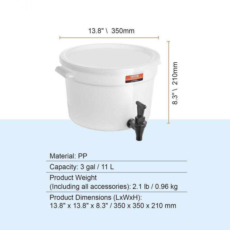 Juoma-annostelija 11 L PP- ja PC-muovinen jousikuormitteisella hanalla juhliin ja ravintoloihin