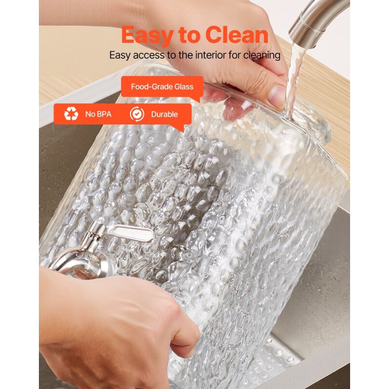 Kaksisylinterinen lasinen juomatispensori 11 L ruostumattomalla hanalla metallitelineellä