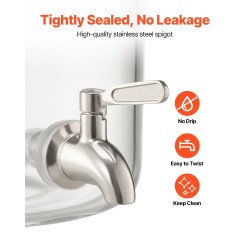 Juoma-annostelija 13 l borosilikaattilasinen puujalustalla ruostumaton teräshana juhliin