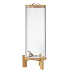 Juoma-annostelija 13 l borosilikaattilasinen puujalustalla ruostumaton teräshana juhliin