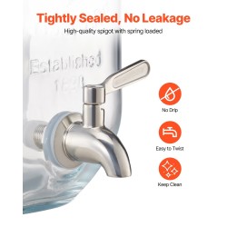 Lasinen kolmisylinterinen juoma-annostelija 11,4 l puinen teline ruostumaton hana