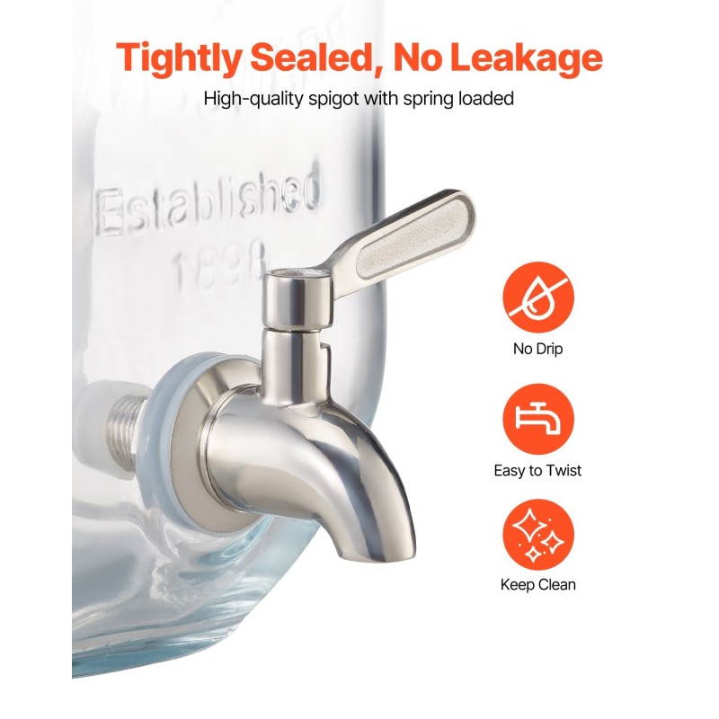 Lasinen kolmisylinterinen juoma-annostelija 11,4 l puinen teline ruostumaton hana