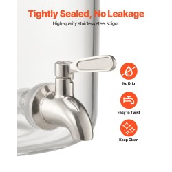 Lasinen juoma-annostelija 8 l borosilikaattilasi ruostumaton hana puinen jalusta