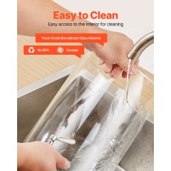 Lasinen juoma-annostelija 8 l borosilikaattilasi ruostumaton hana puinen jalusta