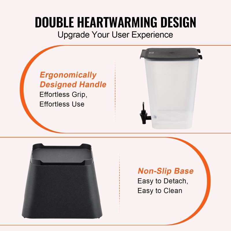 Juoma-annostelija 19 l elintarvikekelpoinen PP-muovi tippumaton hana läpinäkyvä säiliö musta