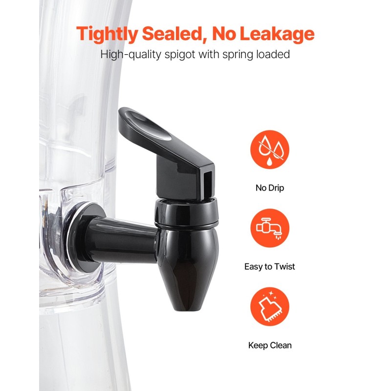 Juomadispenseri 13 litran läpinäkyvä PC-muovi tiputtamaton hana elintarvikekäyttöön