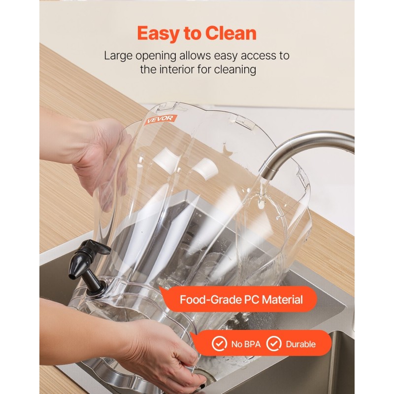 Juomadispenseri 13 litran läpinäkyvä PC-muovi tiputtamaton hana elintarvikekäyttöön