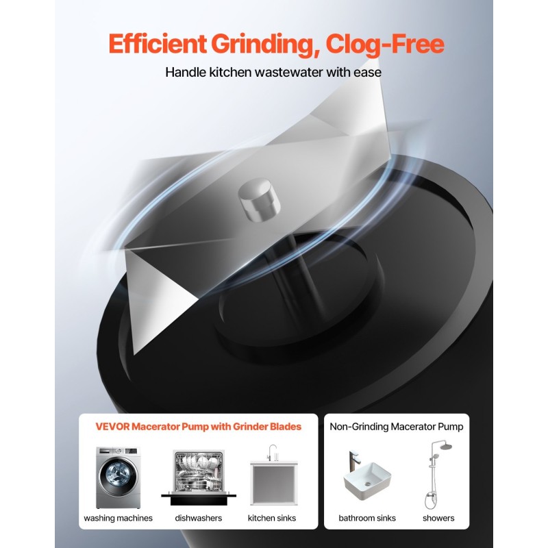 Silppuava jätevesipumppu 500 W 110 l/min 8 m nostokorkeus 4 tuloliitäntää