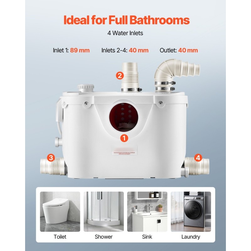 Pilkkova jätevesipumppu 500 wattia 110 litraa minuutissa 8 metrin nostokorkeus 4 tuloaukkoa