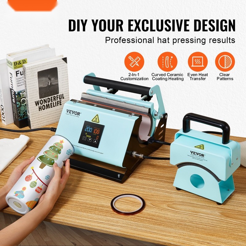 Lämpöprässi kaksitoiminen juoma ja lippalakeille silikonialustalla sopii 11–30 unssin mukeille