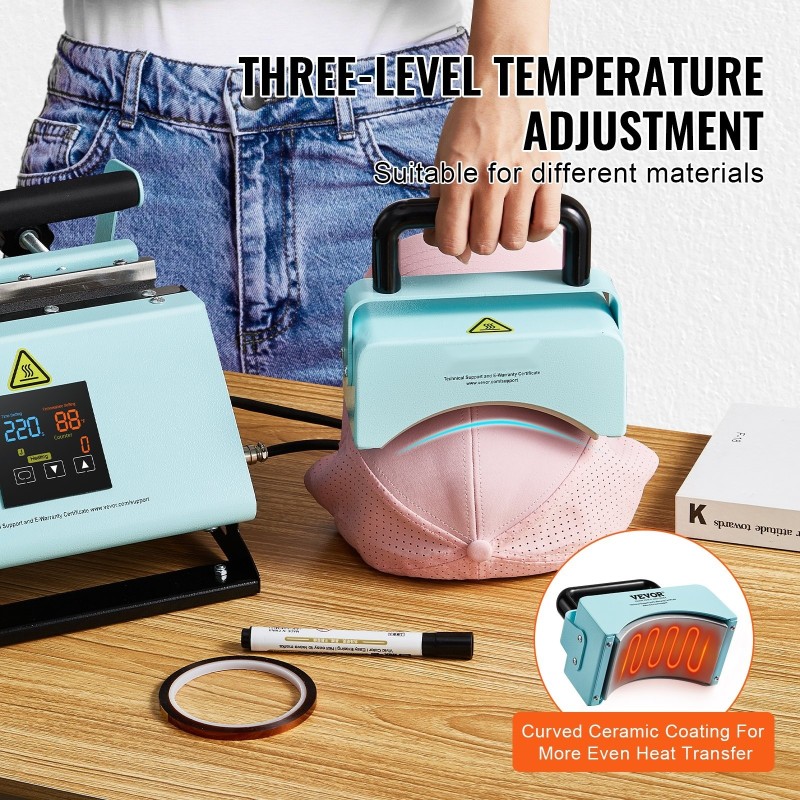 Lämpöprässi kaksitoiminen juoma ja lippalakeille silikonialustalla sopii 11–30 unssin mukeille