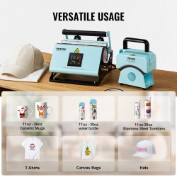 Lämpöprässi kaksitoiminen juoma ja lippalakeille silikonialustalla sopii 11–30 unssin mukeille