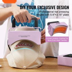 Hattupuristin kaarevalla keraamisella lämmityslevyllä 150 x 80 mm digitaalinen ohjauspaneeli silikonialustalla