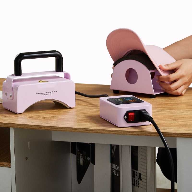 Hattupuristin kaarevalla keraamisella lämmityslevyllä 150 x 80 mm digitaalinen ohjauspaneeli silikonialustalla