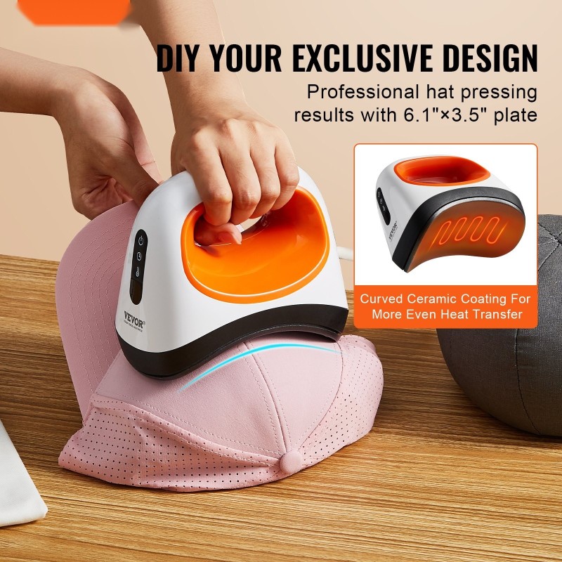 Lakkaprässi kaarevalla keraamisella 153×90 millimetrin lämpölevyllä kolmella säädettävällä lämpötasolla