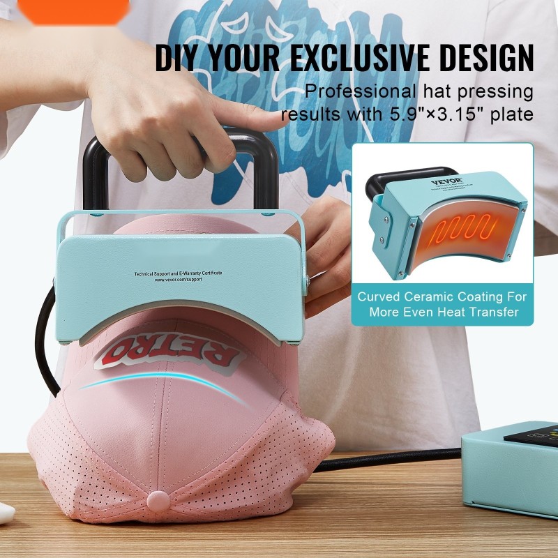 Lippalakkipainokone keramiikkapinnoitetulla lämmityslevyllä 150 x 80 mm silikonialustalla digitaalisella ohjauspaneelilla