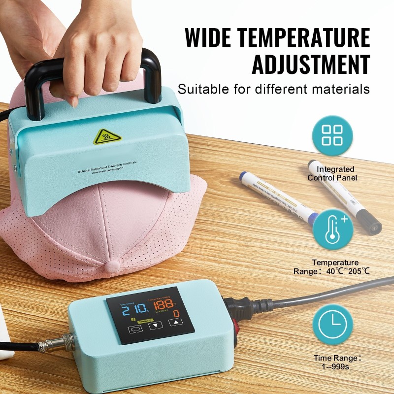 Lippalakkipainokone keramiikkapinnoitetulla lämmityslevyllä 150 x 80 mm silikonialustalla digitaalisella ohjauspaneelilla