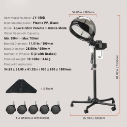 Hiushöyrystin polypropeenimuovi 300 mm kupu 2 höyrytasoa ionitila ajastin säädettävä korkeus