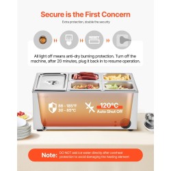 Ruoanlämmitin 5-astian pöytämalli ruostumatonta terästä 1200W 30–85°C ammattikäyttöön