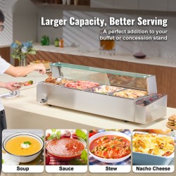 Sähköinen ruostumaton teräs lämpöhaude neljällä 8QT ruoka-astialla buffetille ja cateringiin