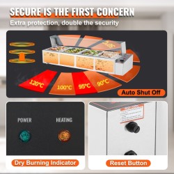 Sähköinen ruostumaton teräs lämpöhaude neljällä 8QT ruoka-astialla buffetille ja cateringiin