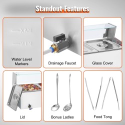 Sähköinen ruostumaton teräs lämpöhaude neljällä 8QT ruoka-astialla buffetille ja cateringiin