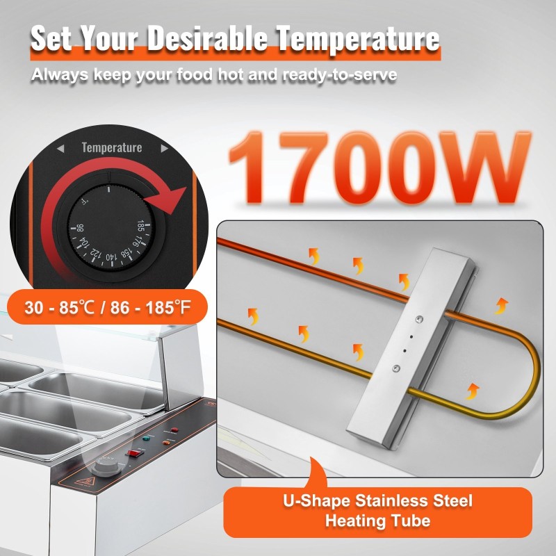 Sähköinen ruoankuumennin kaksitoista astiaa ruostumatonta terästä lasikannella säädettävällä lämpötilalla