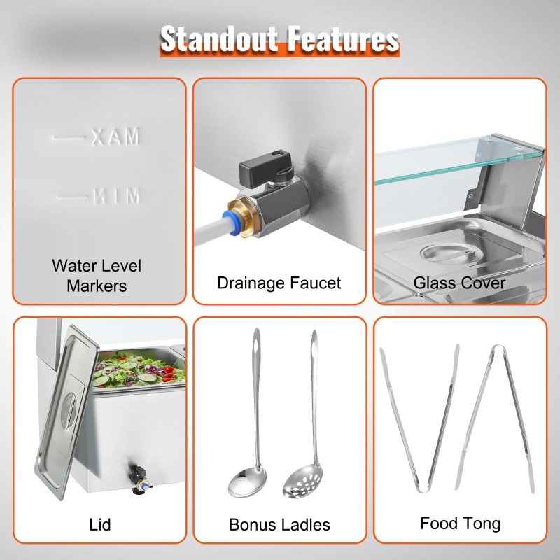 Lämpöallas 3-osainen ruostumattomasta teräksestä kolmelle 7,6 l astiolle lasikannella