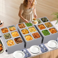 Lämpöhaude kuusi-astian ruostumatonta terästä sähköinen pitopalveluun lämpötilansäädöllä