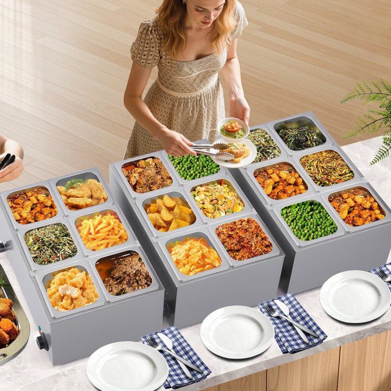 Lämpöhaude kuusi-astian ruostumatonta terästä sähköinen pitopalveluun lämpötilansäädöllä