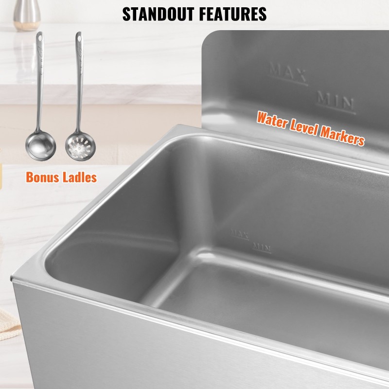 Ruokien lämpöhaude ruostumattomasta teräksestä 18 L 1200 W kuivakäyntisuoja