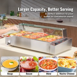 Lämminpitoallas ruostumatonta terästä 6 astiaa buffetpöytiin ja tilaisuuksiin