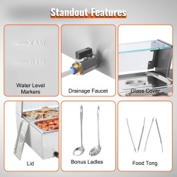 Lämminpitoallas ruostumatonta terästä 6 astiaa buffetpöytiin ja tilaisuuksiin