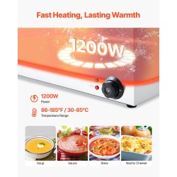 Ruoanlämmitin ruostumattomasta teräksestä 4 astiaa 15 litraa 1200W 30–85°C ammattikäyttöön