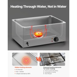 Ruoanlämmitin ruostumattomasta teräksestä 4 astiaa 15 litraa 1200W 30–85°C ammattikäyttöön