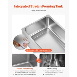 Ruoanlämmitin ruostumattomasta teräksestä 4 astiaa 15 litraa 1200W 30–85°C ammattikäyttöön