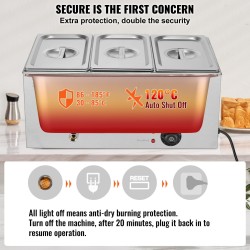 Ruoanlämmitin ruostumatonta terästä kolme yhden kolmasosan kokoista astiaa 16,5 litraa 1200 wattia