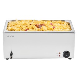 Ruokienlämmitin pöytämallinen ruostumatonta terästä täysikokoinen 18 litran vuoka 1200 wattia lämpötilansäädöllä