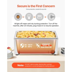 Ruokienlämmitin pöytämallinen ruostumatonta terästä täysikokoinen 18 litran vuoka 1200 wattia lämpötilansäädöllä