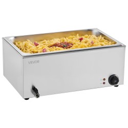 Ruokienlämmitin pöytämallinen ruostumatonta terästä täysikokoinen 18 litran vuoka 1200 wattia lämpötilansäädöllä