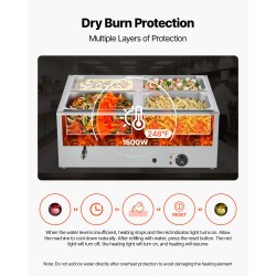 Pöytämallinen sähköinen ruoanlämmitin ruostumattomasta teräksestä neljällä vuoalla ja kannella