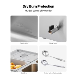 Pöytämallinen sähköinen ruoanlämmitin ruostumattomasta teräksestä neljällä vuoalla ja kannella