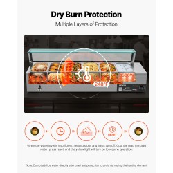 Sähköinen ruoanlämmitin ruostumatonta terästä 1500 wattia kuusi yhden kolmasosan kokoista astiaa lasikansi