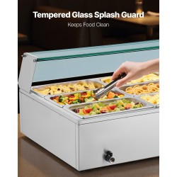 Sähköinen 12-astiallinen vesihaudelämmitin 1700 watin teho ruostumatonta terästä lasikannella pöytämallinen