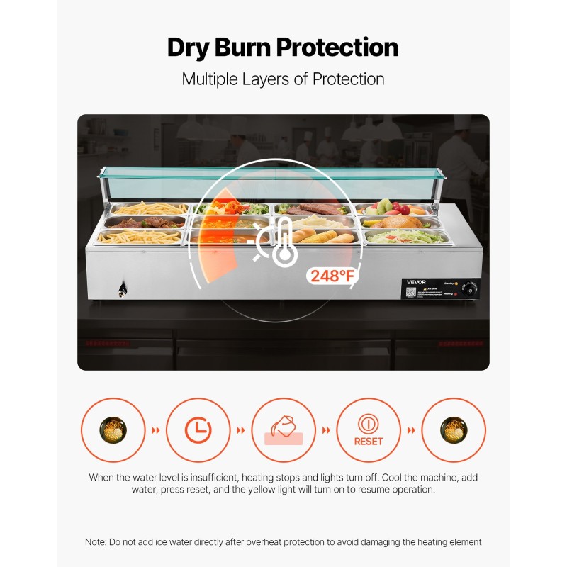 Sähköinen 12-astiallinen vesihaudelämmitin 1700 watin teho ruostumatonta terästä lasikannella pöytämallinen