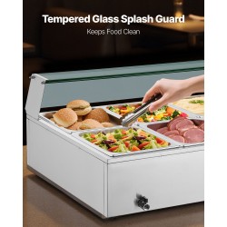 Ruoanlämmitin pöytämallinen 10-allastinen ruostumattomasta teräksestä vesihauteella 1700W lasikannella