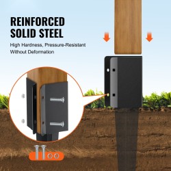 Maapiikit pulverimaalattua terästä 6 kpl 610 mm 89 mm pylväille