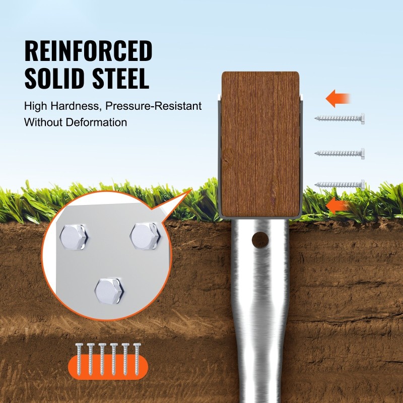 Maahan ruuvattava teräksinen tolpanpidike 89 mm 1 kpl postilaatikoille ja aitatolpille